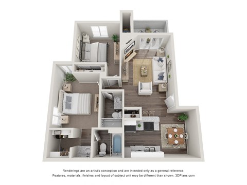 bedroom floor plan at the approach at summit park apartments in hendersonville, nc